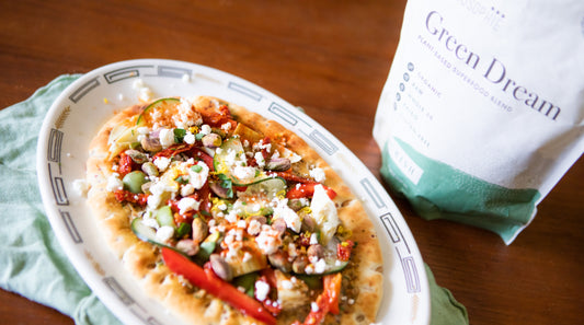 Homemade Mediterranean Flatbread with Green Dream Hummus